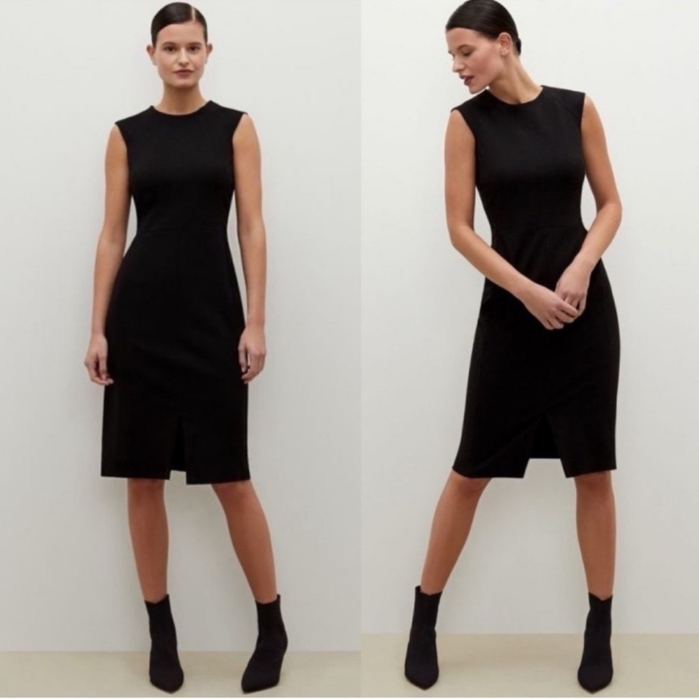 NWT MM LaFleur Katie Front Slit Black Cap
Sleeve Fitted Ponte Dress Sz 10